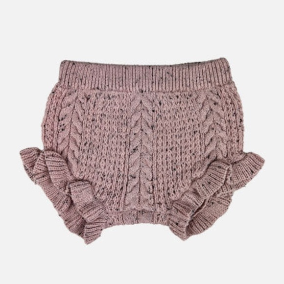 Milk Monster Ember Knitted Bloomers Ruffle Shorts Baby Girls in Rose Speckle‎ - Picture 1 of 4